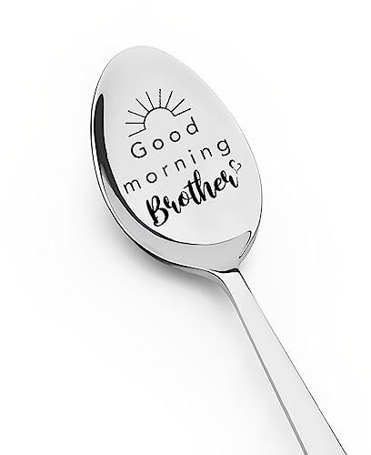 Good Morning Brother Gifts Spoon for Coffee Tea Lovers Gifts for Brothers Birthday Gifts for Men Funny Graduation Gifts for Brother in Law Wedding Gift from Sister and Brother Gifts for Kids Boys