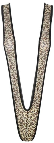 FEESHOW Femme Monokini String Ouvert Maillot De Bain 1 Pièce Bikini Brésilien Sexy Thong Micro Mini Bikini Plage Piscine Natation Body Combinaison Bain Léopard Taille Unique