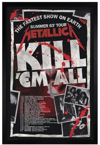 Grindstore Metallica Kill 'Em All 83 Tour Maxi-Poster, schwarzer Holzrahmen