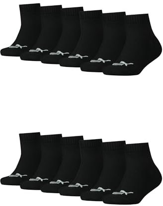 PUMA KIDS Quarter Socken Sneaker Gr. 27-38 für Mädchen und Jungen 18 Paar, Farbe:200 - black, Socken & Strümpfe:31-34