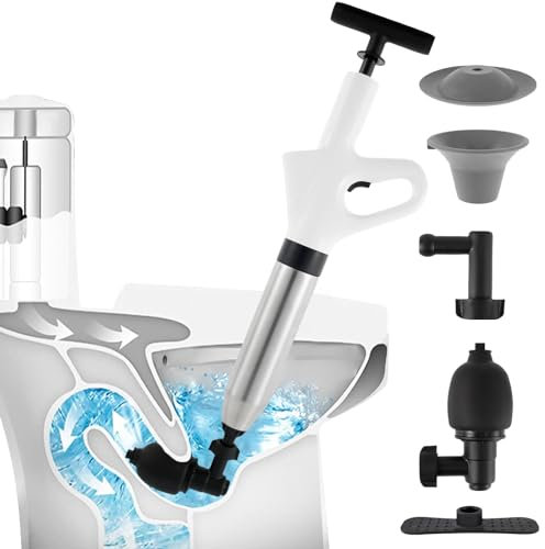 Air Toilet Plunger Toiletten Pömpel Toilettenkolben Hochdruck WC Pömpel Set 5 in 1 Toilet Plunger High Pressure Plunger Clog Remover für Toilette Waschbecken Badewanne Bodenablauf