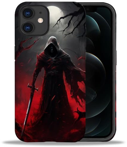 yicomon Kompatibel mit iPhone 11 Hülle, Death Black Red Pattern Print Matte Handyhülle Durable Fashion Funny Liquid Silicone Case Soft Anti-Scratch Shockproof Protective Cover