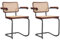 pemora 2-er Set Freischwinger Schwingstuhl Stapelstuhl Armlehnstuhl JENA AL mit Wiener Geflecht - Gestell schwarz - Holzrahmen Natur - fertig montiert (nussbaum)