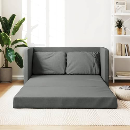 Keyroto Sofá cama 2 plazas Sofá cama de suelo 2 en 1 Sofá 2 plazas Sofá cama de una plaza y media Sofá convertible en cama -Gris oscuro-tela