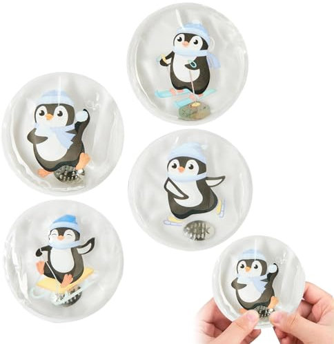 4 Stück Taschenwärmer Wiederverwendbar, Taschenwärmer Kinder, Handwärmer für Unterwegs, Taschenwärmer Handwärmer Pinguin, mit Tollen Motiven, Wärmepad für Kalte Tage und für Unterwegs
