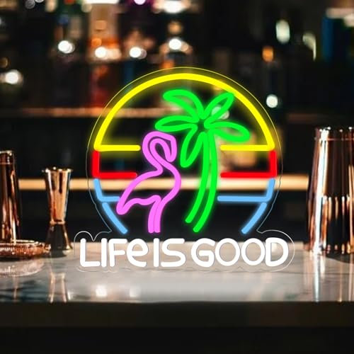 DAKABUKA Flamingo Neon Schild Palme Bier Bar Neon Lichter für Wand LED Neon Licht Zeichen für Home Bar Cart Sommer Strand Restaurant Mann Höhle Bier Cafe Bistro Club Party Décor