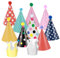 cobee 11Stück Partyhüte Geburtstag Set,9 Partyhut Mit Pompoms Und 2 Geburtstag Krone Geeignet, Bunte Partyhüte Party Kegel Hüte,Partyhüte zum Geburtstag für Geburtstag Festival Dekoration Foto Prop