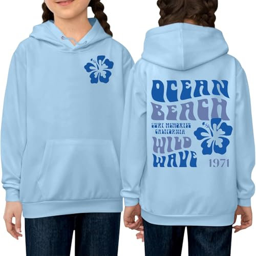 HGWOPGASD Pink Palm Puff Hoodie Kids 7-8 Puff Hoodie Girls Pocket Sweatshirts Girls Pink Hoodie Preppy Pink Palm Puff Hoodie Matching Pink And Blue Palm Puff Hoodie Beach Preppy Clothes Pink Pal