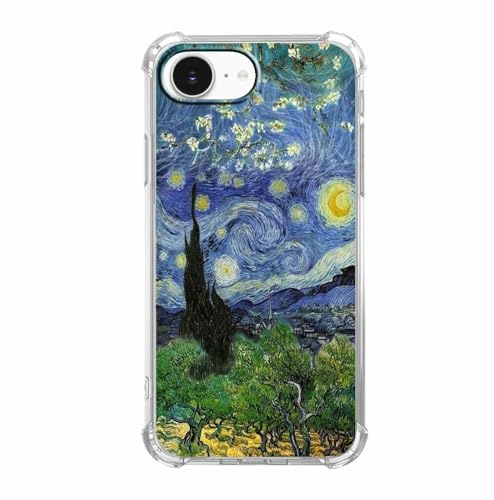 AOSSXIN Van Gogh Paintings Case for iPhone 16e,Van Gogh Artworks Collage,Trendy Cool Shockproof TPU Bumper Case for iPhone 16e