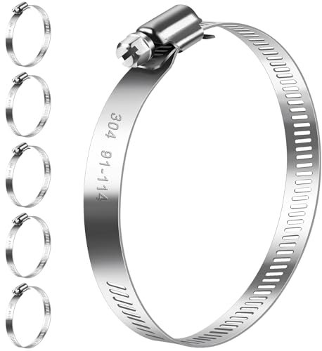 Bolatus Fascette stringitubo 91-114 mm, 6 pezzi, in acciaio inox 304 regolabili, fascette stringitubo assortimento per tubo piscina, tubo di ventilazione, tubo di scarico