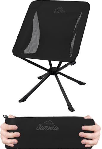 normani Ultraleichter Campingstuhl Faltstuhl Klappstuhl - Anglerstuhl mit kleinem Packmaß und Packtasche - Getränkehalter verfügbar Farbe Dunkelschwarz