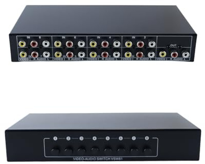 Hoite 8 Ports AV Switch Box 8 in 1 Out AV-Composite Switcher Splitter Für HDTV LCD DVD Spielkonsolen