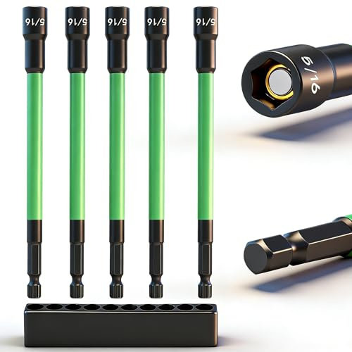 5/16 Magnetic Impact Rated Nut Driver Bits, 150mm Extended Long