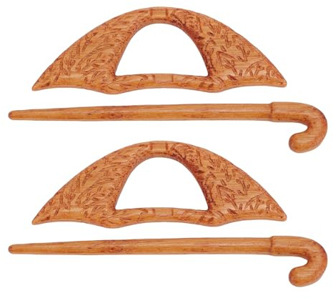 Pilipane Broche de parapluie en bois, jolie broche de pull en bois robuste, châle, écharpe, pour femmes et hommes, accessoires de décoration, ensemble de 2 pièces