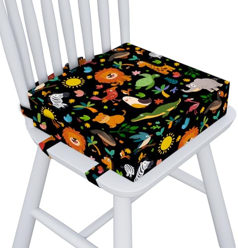Capslpad Sitzerhöhung Stuhl Kind 32x32x10cm Tragbare Kindersitzerhöhung Rutschfestes Sitzerhöhung Stuhl Abnehmbar Waschbar Sitzkissen Kinder mit 3 Sicherheits Schnalle für Zuhause Unterwegs Schwarz