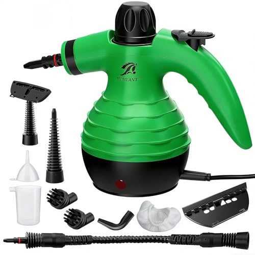 MLMLANT Pulitore a vapore manuale, design multifunzionale con 10 accessori, offre potenti funzioni di pulizia sicure e portatili per la casa e rimuove efficacemente sporco e grasso.