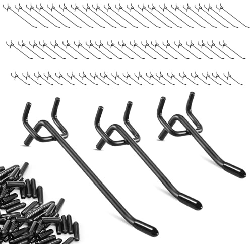 GETRICH Lochwand Haken, 60 Stück Lochwandhaken 15cm/10cm/5cm | Lochwandhaken Set für Werkzeugwand Zubehör, Haken für Lochwand für Werkzeughalter Wand, Regal, Werkstatt, Garage