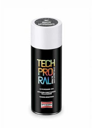 AREXONS - Tech Pro Ral Grafite Antichizzante Smalto Spray ad Alta Copertura per Protezione Manufatti Ferrosi Esterni Porte Cancelli Box 400ml