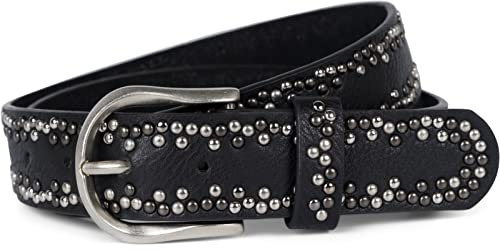 styleBREAKER Nietengürtel Unisex bunte Nieten Leder, 105cm,Schwarz