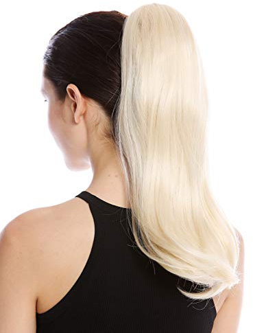 WIG ME UP - TZB-26A-V-613 Haarteil Zopf Pferdeschwanz lang glatt geschwungen Platinblond 45 cm