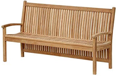 Teako Design Gartenbank Pescara Teak Massivholz Breite 180 cm mit Sitzauflage in blau