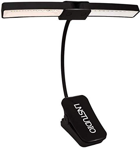 LNSTUDIO LED-Notenpultleuchte mit 18-LEDs in Reihe,2 Helligkeitsstufen, Netz- oder USB-Betrieb,Faltbare tragbare Schreibtischleuchte, Tischleuchte, Buchlampe, LED Leselampe mit Klammer für Kinder1