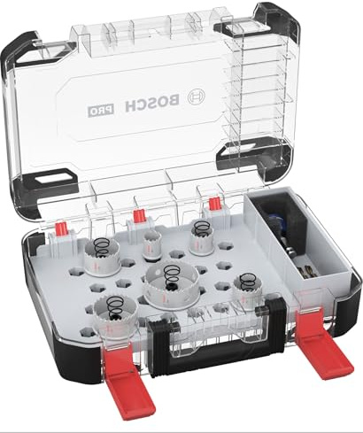 Bosch 8x PRO Sheet Metal PC Plus Lochsäge-Set, 20, 29, 64 mm, 8-tlg. | für Edelstahlbleche, Stahlbleche, Ø 22-64 mm, Professional Zubehör Bohrmaschine