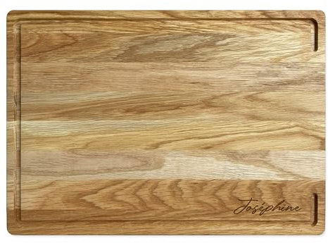 LOOXIS Personalisiertes Premium Schneidebrett mit Namen graviert – 40x30 cm, Eichenholz, Saftrille, Steakbrett, Charcuterie Board – Geschenkidee Männer, Frauen, Vatertag, Muttertag, Einzug – Motiv 8