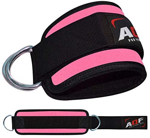 AQF Ankle Straps for Cable Machines Attachment - Neoprene Padded Gym Wrist Cuff Legs Extensions Curls, Kickbacks, Weightlifting Hip Abductor, Abs, Glute Workout (Pink, Single)