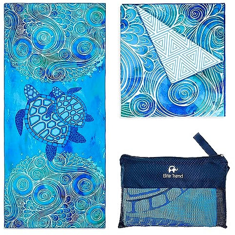 Elite Trend Mikrofaser-Handtücher – schnell trocknend, für Camping, Sport, Strand, Rucksackreisen, Yoga, Fitnessstudio, Reisehandtuch, XL, 78 x 35 cm, mit Tasche, weich, kompakt, leicht