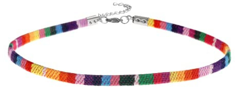 Made by Nami Boho Surfer Choker-Halsband - Verstellbar und 100% Wasserfest - Bunte Ethno Hippie Choker-Kette für Damen und Mädchen - Handmade Sommer Festival Strand Accessoires (Regenbogen)