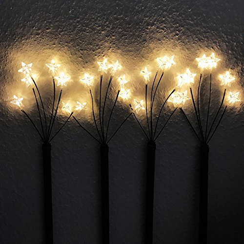 4er Set LED-Gartenleuchtstäbe Sternenstäbe inkl. 24 Sternen Gartenstäbe Weihnachtsdekoration batteriebetrieben warm-weiß