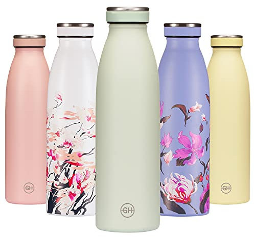 B2DO for GH Bouteille d'eau Isotherme 500ml Menthe fraîche | Gourde métallique réutilisable en acier inoxydable à double paroi | Gourde INOX isotherme de sport | Bouteille isotherme sans BPA