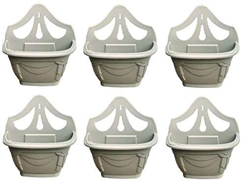 HOMION 31cm Venetian Wall Planter Hanging Basket Flower planter Plastic (TAUPE, 6 baskets)