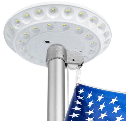 Solar Flag Pole Light Outdoor Dusk to Dawn, Top Mount Solar Powered Flag Light 270° Wide Angle Super Bright 40 LED Lights 960lm Auto On/Off LED Downlight for Most 15 to 25 Ft In-Ground Flagpole