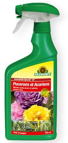 Neudorff Insecticide Anti-Pucerons et Anti-Acariens prêt à l'emploi, Pulvérisateur 750 ml – Traitement anti-pucerons, insecticide biologique a base de pyrèthre contre adultes, les larves et les œufs
