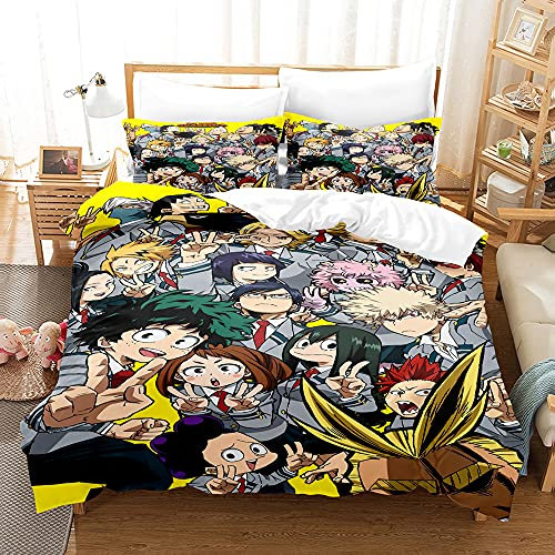 My Hero Academia Midoriya Izuku/OCHACO URARAKA Anime Bettwäsche-Sets Cartoon 3D-gedrucktes Polyestergewebe 1 Bettbezug + 1/2 Kissenbezüge (keine Bettdecke)