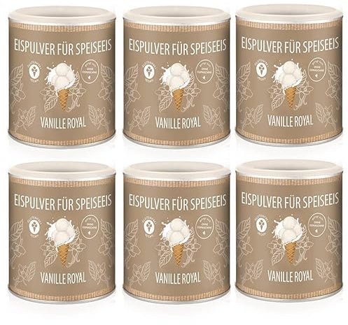 WELLNUSS Eispulver für Eismaschine, Cremiges Speiseeis, Eiscreme Pulver für Eis selber machen mit oder ohne Softeismaschine, Eismischung für 24 Portionen Vanilleeis, Softeispulver Vanille Royale