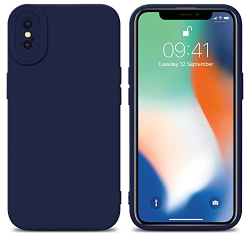 Cadorabo Hülle kompatibel mit Apple iPhone X/XS Schutzhülle TPU Silikon Case Liquid Design mit Kameraschutz Slim Kratzfest Weiche Gummi mit Rundumschutz Case Hülle für iPhone X/XS in Blau