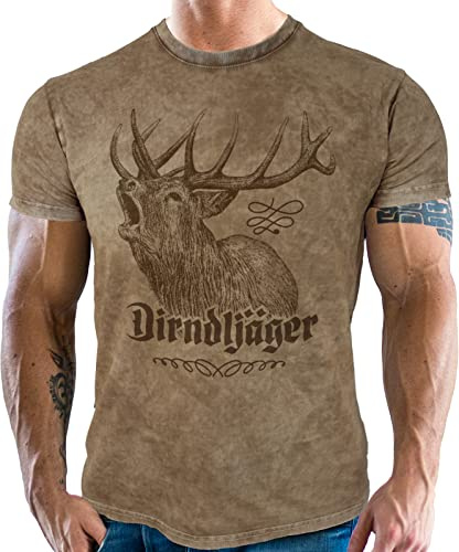 LOBO NEGRO Trachten T-Thirt für Bayern Fans im Used Vintage Retro Look - I red boarisch und du? - Vorgewaschen, Bitte eine Nummer größer bestellen