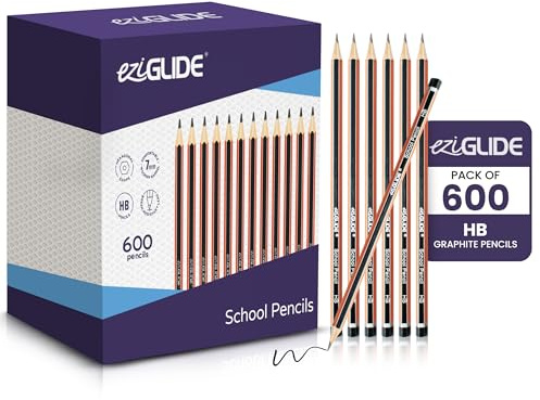 Eziglide HB Graphite Pencils, Pack of 600 Hexagonal Pencils for School Use | Break-Resistant HB Graphite Lead with Hexagonal Barrels for Smooth Writing, Drawing, Classroom and Office Use