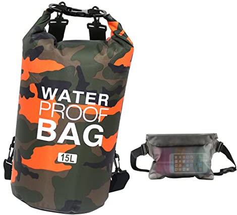 Idefair Borsa Impermeabile a Secco, Zaino da Spiaggia Galleggiante Borsa da Viaggio Leggero a Secco per la Spiaggia, Canottaggio, Pesca, Kayak, Nuoto, Rafting, Camping 5L 10L 15L 20L 30L