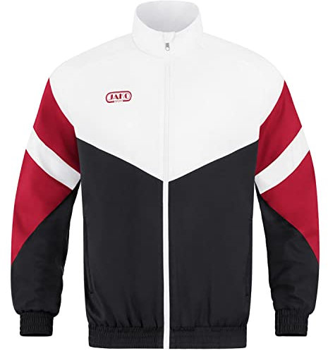 JAKO Herren Freizeitjacke Retro, Schwarz/Weiß/Rot, L