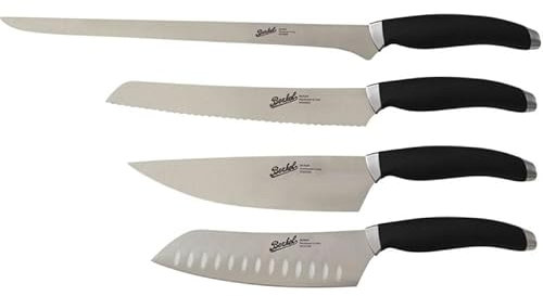 Berkel Teknica Set Chef 4 pieces Knives (Prosciutto, Bread, Chef's 20 cm, Santoku) Black