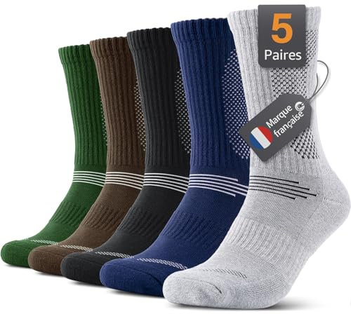 Alaplus Chaussettes Homme Femme Chaudes Chaussettes Anti Transpiration, Chaussettes Coton Respirant Hiver, Lot 5 Chaussettes