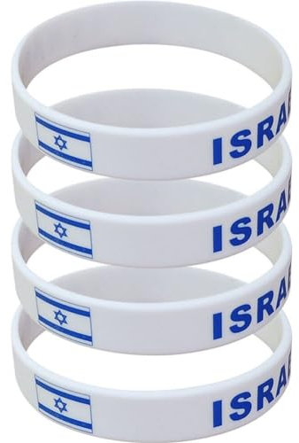 4 Pcs Israel Flag Wristbands Sports Silicone Bracelet for Men Women Rubber Wrist Band Patriotic Israel Wrist Bands