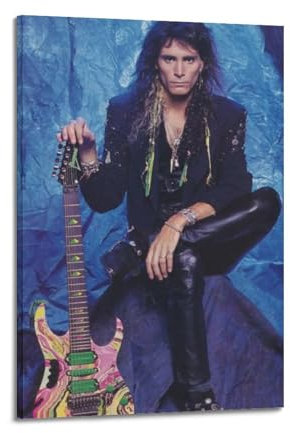 TeDe Retro Rock Poster Steve Vai Poster Dekoratives Gemälde Druck Leinwand Wandkunst Wohnzimmer Schlafzimmer Poster Gemälde 30 x 45 cm Rahmen Stil