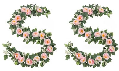 Savagrow Künstliche Rosen und Rosenblätter, künstliche Ranken, für Zuhause, Hochzeit, Restaurant, Café und Party, dekorative Pflanzengirlande, 4,5 m, 2 Packungen