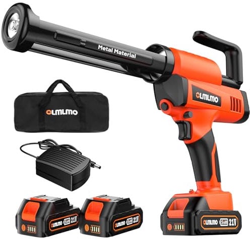 olmlmo Caulking Gun Cordless, Dripless Caulk Gun with 4.0 Ah Battery & Fast Charger, 6 Adjustable Speed, Silicone Sealant Gun Electric Decorators Caulking Tool for Filling, Sealing, Precise Work,300ml