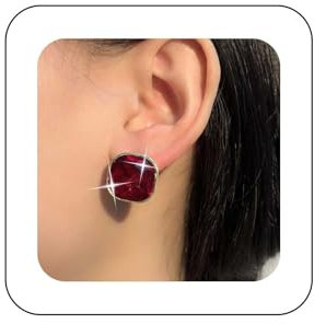 Dervivea Boho Rote Rubin Ohrstecker Kristall Rubin Ohrringe Rot Strass Quadrat Ohrringe Gold Rubin Cz Ohrringe Schmuck Für Frauen Und Mädchen